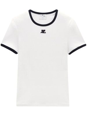 Courrèges t-shirt Bumpy à bords contrastants - Blanc