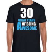 30 great years of being awesome verjaardag cadeau t-shirt zwart voor heren - thumbnail