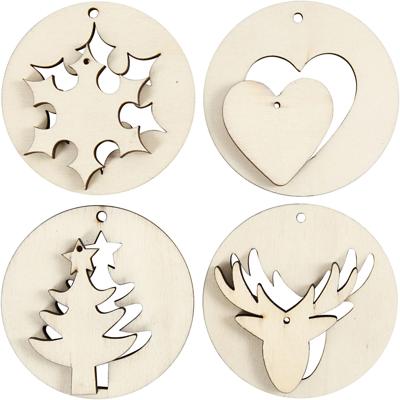 Creativ Company Houten kersthangers 2in1, 8st.