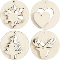 Creativ Company Houten kersthangers 2in1, 8st.