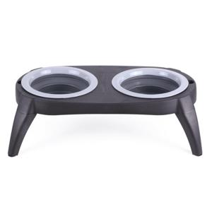 Voer- en drinkbak huisdier - opvouwbaar - 2-in-1 - 500 ml - grijs - honden / katten