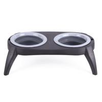 Voer- en drinkbak huisdier - opvouwbaar - 2-in-1 - 500 ml - grijs - honden / katten