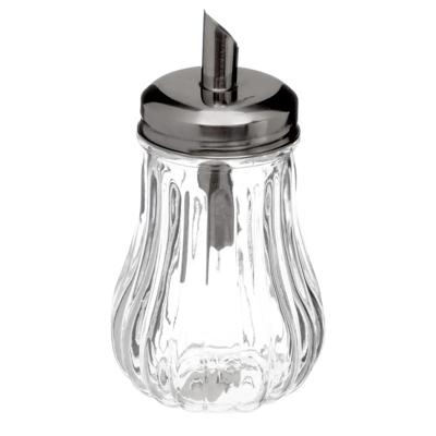 Suikerpot / suikerstrooier - glas met RVS tuit - 180ml - dispenser