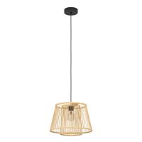 EGLO Hykeham Hanglamp - E27 - Ø 38 cm - Staal/Bamboe - Zwart/Bruin