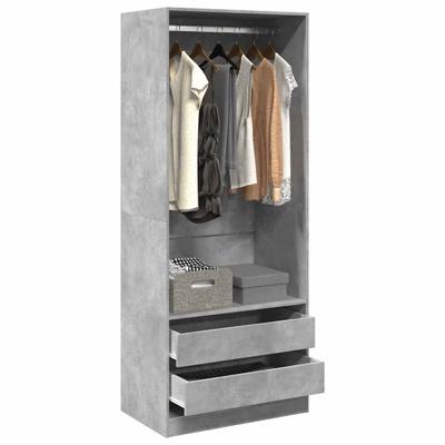 Kledingkast 80x50x200 cm bewerkt hout betongrijs