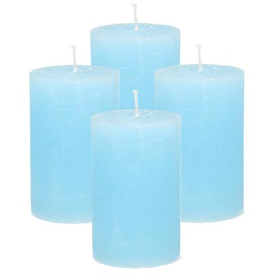 Atmosphera Stompkaars - 4x - lichtblauw - 5 x 8 cm - klein rustiek model - cilinderkaars - kaars