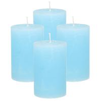 Atmosphera Stompkaars - 4x - lichtblauw - 5 x 8 cm - klein rustiek model - cilinderkaars - kaars