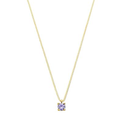 14k Geelgouden Collier met Synthetische Maansteen (Juni) - 42+2 cm