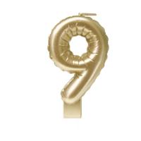 Foil balloon candle gold 9 | 4 stuks