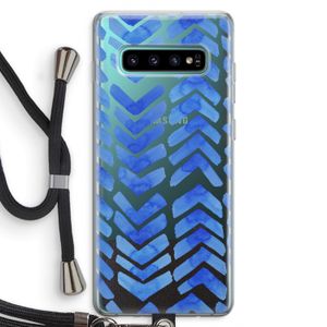 Blauwe pijlen: Samsung Galaxy S10 Plus Transparant Hoesje met koord
