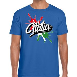 Italia/Italie t-shirt spetter blauw voor heren