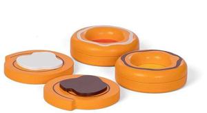 Mamamemo Deens gebak junior 6 cm hout oranje/bruin 4-delig