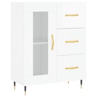 The Living Store Dressoir Classic - Hoogglans wit - 69.5 x 34 x 90 cm - Bewerkt hout - metaal - glas - thumbnail