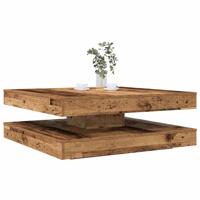 Salontafel 360 graden draaibaar 90x90x34,5 cm oud houtkleurig