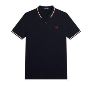 Fred Perry - Twin Tipped Polo - Navy/ Snow White/ Burnt Red