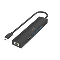 Hama USB 3.2 Gen 1-hub 6 poorten Met snellaadpoort, Met USB-C stekker, Ultra HD-geschikt Zwart - thumbnail