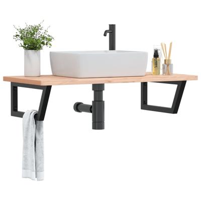 Badkamer wandschap staal en massief beukenhout
