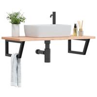 Badkamer wandschap staal en massief beukenhout