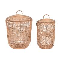 Mandenset DKD Home Decor Natuurlijk Lichtbruin Tropisch 45 x 45 x 57 cm