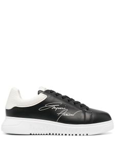 Emporio Armani baskets en cuir à logo imprimé - Noir