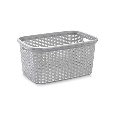 Plasticforte Wasmand - 35 liter - rotan - zilvergrijs - kunststof - 53 x 36 x 26 cm
