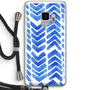 Blauwe pijlen: Samsung Galaxy S9 Transparant Hoesje met koord