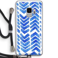 Blauwe pijlen: Samsung Galaxy S9 Transparant Hoesje met koord