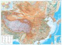 Wandkaart China - geografisch, 120 x 88 cm | Gizi Map