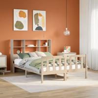 Bed met boekenkast zonder matras massief grenenhout 140x190 cm