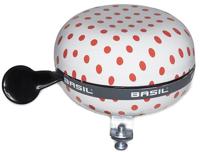 BASIL Fietsbel ding-dong polkadot ø80mm - wit/rood