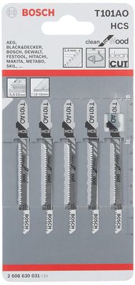 Bosch Accessoires 5x Clean voor hout decoupeerzaagblad T101AO - 2608630031