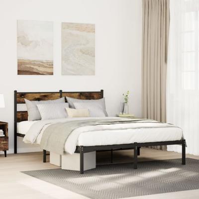 Bedframe zonder matras metaal gerookt eikenkleurig 135x190 cm
