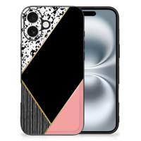 iPhone 16 Backcover Zwart Roze Vormen