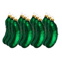 Kersthangers - augurken - 12x stuks - glas - 9 cm - kerstboomversiering - kerstornamenten