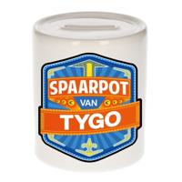 Kinder spaarpot met naam - Tygo - keramiek - met dop - wit - Sparen - Spaargeld van Tygo