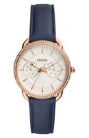 Fossil Multifonctionnelle Tailor En Cuir Bleu Marine ES4394