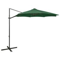 VidaXL Zweefparasol met paal en LED-verlichting 300 cm groen - thumbnail