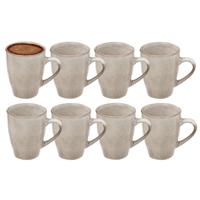 Koffiemokken Pompei - 8x stuks - Keramiek - beige - 370 ml - 9 x 11 cm - old stone look Koffiemokken Pompei - 8x stuks - Keramiek - beige - 370 ml - 9 x 11 cm - old stone look