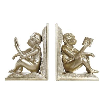 Bokstöd DKD Home Decor Champagne 13 x 12 x 17,5 cm Hars Koloniaal Aap