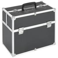 VidaXL Make-up koffer 38x23x34 cm aluminium zwart
