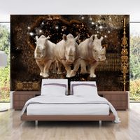 Zelfklevend fotobehang - Gouden Neushoorns, 7 maten, premium print - thumbnail