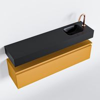 Toiletmeubel Mondiaz Andor | 120 cm | Meubelkleur Ocher | Lex vrijhangend wastafel Urban Rechts | 1 kraangat