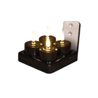 Theelicht led 3d vlam oplaadbaar met afstandsbediening en oplaadstation 4 stuks d3.8h5 cm zwart - Annas collection