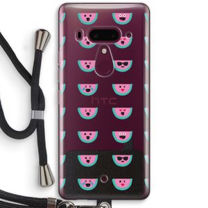 Smiley watermeloenprint: HTC U12+ Transparant Hoesje met koord