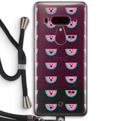 Smiley watermeloenprint: HTC U12+ Transparant Hoesje met koord