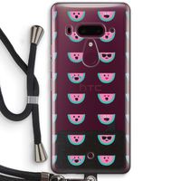 Smiley watermeloenprint: HTC U12+ Transparant Hoesje met koord