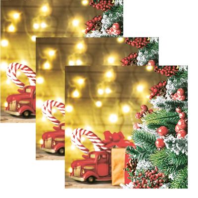 Daisy Kerst thema servetten - 40x st - 33 x 33 cm - kerst tafereel - papier - feestservetten