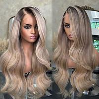 Onverwerkt maagd haar 4x13 Sluiting Pruik Zijdeel Braziliaans haar Golvend Blond Meerkleurig Pruik 130% 150% Haardichtheid Ombre-haar Haar met highlights / balayage 100% Maagd lijmloze Pre-geplukt Lightinthebox