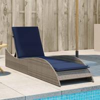 Ligbed met kussen grijs 60x205x73 cm poly rattan Ligbed met kussen grijs 60x205x73 cm poly rattan