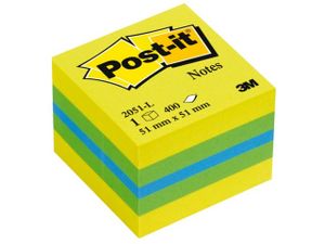 3M Post-it 2051L zelfklevend notitiepapier Vierkant Blauw, Groen, Turkoois, Geel 400 vel